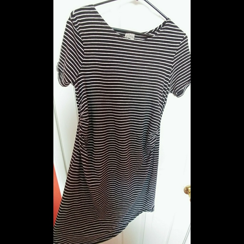 Feathers Maternity B&W Striped Dress